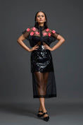 Load image into Gallery viewer, Black Laser-Cut Organza Panel Skirt