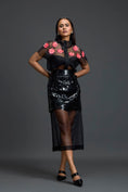 Load image into Gallery viewer, Black Laser-Cut Organza Panel Skirt
