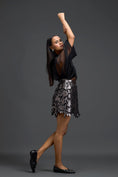 Load image into Gallery viewer, Gunmetal Floral Laser-Cut Mini Skirt