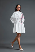 Load image into Gallery viewer, White Gathered Dress with Metallic Patch