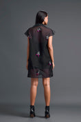 Load image into Gallery viewer, Black Floral Organza Blazer Dress Three-Piece Set