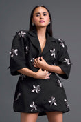 Load image into Gallery viewer, Black 3D Floral Blazer Dress