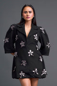 Load image into Gallery viewer, Black 3D Floral Blazer Dress