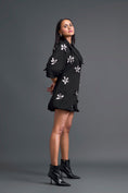 Load image into Gallery viewer, Black 3D Floral Blazer Dress