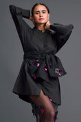 Load image into Gallery viewer, Black Bow-Belt Shirt Dress and Floral Organza Skirt