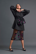Load image into Gallery viewer, Black Bow-Belt Shirt Dress and Floral Organza Skirt