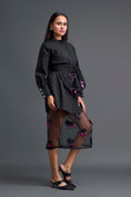 Load image into Gallery viewer, Black Bow-Belt Shirt Dress and Floral Organza Skirt