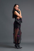 Load image into Gallery viewer, Black Floral Organza Pants with Embellished Bow Belt