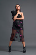 Load image into Gallery viewer, Black 3D Floral Organza Skirt with Pink Accents