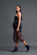 Load image into Gallery viewer, Black 3D Floral Organza Skirt with Pink Accents