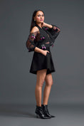 Load image into Gallery viewer, Black Off-Shoulder Floral Organza Shirt and Shorts Set