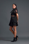 Load image into Gallery viewer, Black Halter Organza Layered Top with Gunmetal Patch