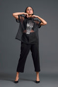 Load image into Gallery viewer, Black Halter Organza Shirt and Shorts Three-Piece Set