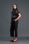 Load image into Gallery viewer, Black Halter Organza Shirt and Shorts Three-Piece Set