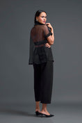 Load image into Gallery viewer, Black Halter Organza Shirt and Shorts Three-Piece Set