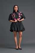 Load image into Gallery viewer, Black 3D Floral Jacket and Taffeta Bubble Dress