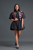 Load image into Gallery viewer, Black 3D Floral Jacket and Taffeta Bubble Dress