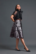 Load image into Gallery viewer, Black Halter Organza Top and Laser-Cut Skirt Set