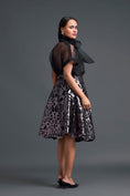 Load image into Gallery viewer, Black Halter Organza Top and Laser-Cut Skirt Set