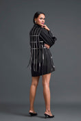 Load image into Gallery viewer, Black Shirt Dress with Silver Metallic Cage Panel