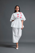 Load image into Gallery viewer, White Floral Peplum Co-ord Set