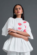 Load image into Gallery viewer, White Floral Peplum Co-ord Set