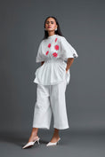 Load image into Gallery viewer, White Floral Peplum Co-ord Set