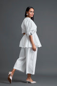 Load image into Gallery viewer, White Floral Peplum Co-ord Set