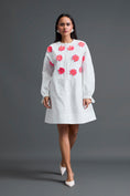 Load image into Gallery viewer, White Floral Patch Pocket Dress