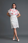 Load image into Gallery viewer, White Glossy Laser-Cut Pencil Skirt
