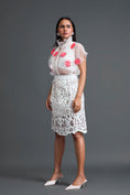 Load image into Gallery viewer, White Glossy Laser-Cut Pencil Skirt