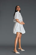 Load image into Gallery viewer, White 3D Floral Jacket and Taffeta Bubble Dress