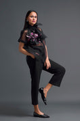 Load image into Gallery viewer, Black Halter Organza Shirt and Tailored Pants Set