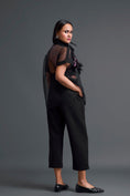 Load image into Gallery viewer, Black Halter Organza Shirt and Tailored Pants Set