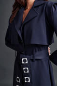 Load image into Gallery viewer, Navy Blue Jacket Dress With Sash Belt