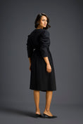 Load image into Gallery viewer, Black Midriff Cut-Out Floral Embroidered Dress
