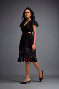 Load image into Gallery viewer, Dress with Structured Shoulders and Textured Hem