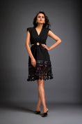 Load image into Gallery viewer, Cutout Dress With Metallic Pink Geometric Embellishment