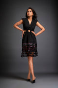 Load image into Gallery viewer, Cutout Dress With Metallic Pink Geometric Embellishment