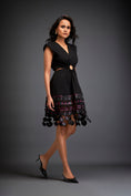 Load image into Gallery viewer, Cutout Dress With Metallic Pink Geometric Embellishment