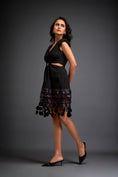 Load image into Gallery viewer, Cutout Dress With Metallic Pink Geometric Embellishment