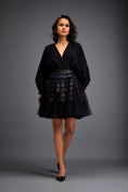 Load image into Gallery viewer, Voluminous Dress with Textured Skirt and Blue Accents