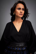 Load image into Gallery viewer, Voluminous Dress with Textured Skirt and Blue Accents