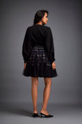 Load image into Gallery viewer, Voluminous Dress with Textured Skirt and Blue Accents