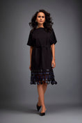 Load image into Gallery viewer, Structured Dress with Leather Appliqué Hem and Belt