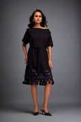 Load image into Gallery viewer, Structured Dress with Leather Appliqué Hem and Belt