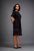 Load image into Gallery viewer, Structured Dress with Leather Appliqué Hem and Belt