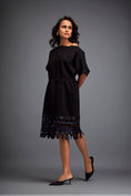 Load image into Gallery viewer, Structured Dress with Leather Appliqué Hem and Belt