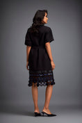 Load image into Gallery viewer, Structured Dress with Leather Appliqué Hem and Belt