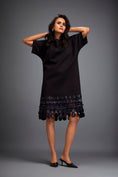 Load image into Gallery viewer, Structured Dress with Leather Appliqué Hem and Belt